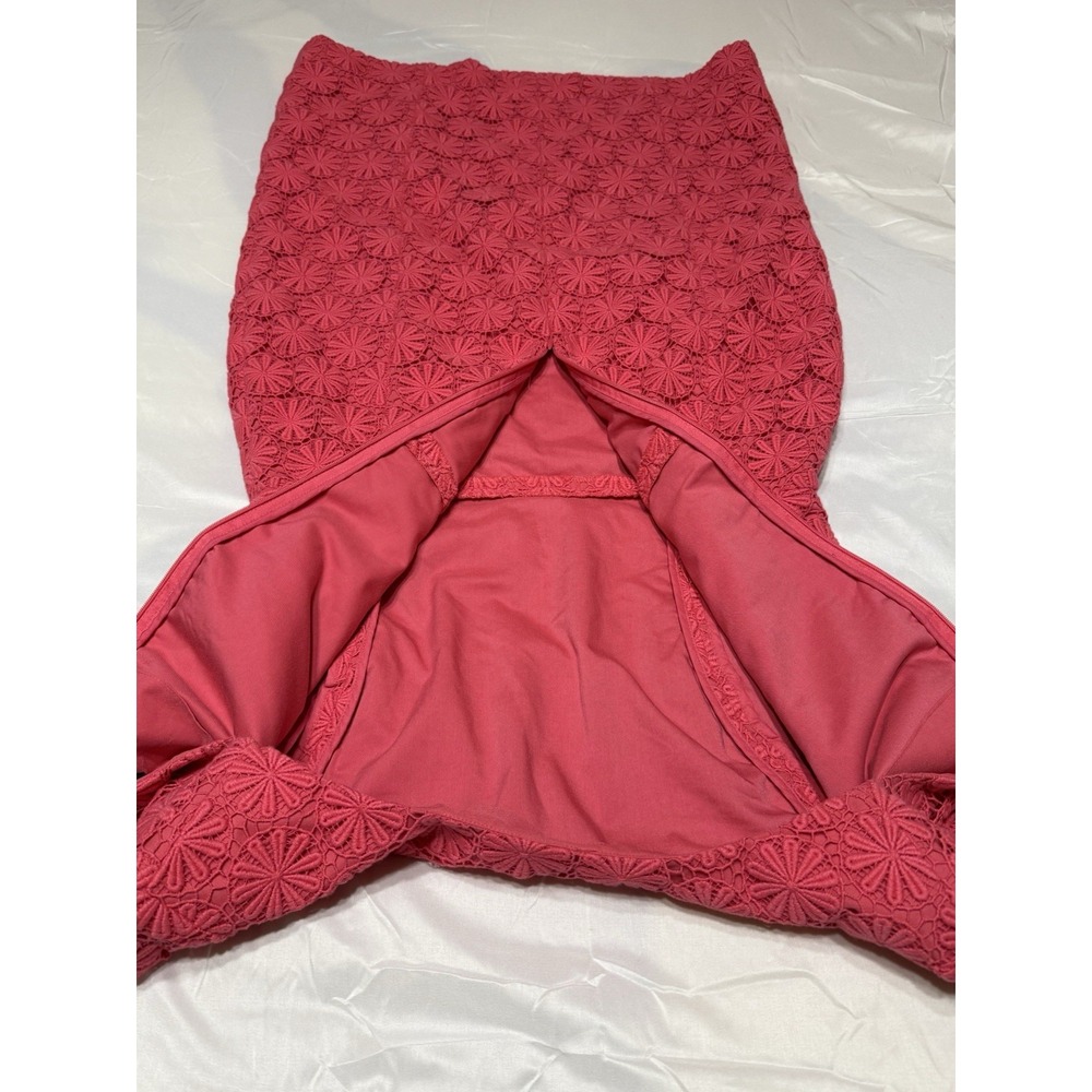 Talbots Sheath Dress 10 Pink Crochet Lace Short Sleeve Women's - Picture 6 of 8